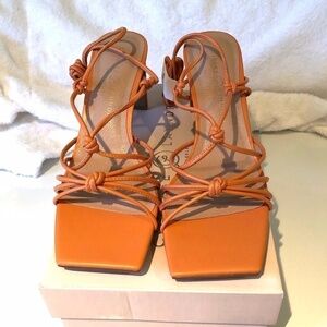 Chinese Laundry Strappy Square-Toe Sandals in Orange